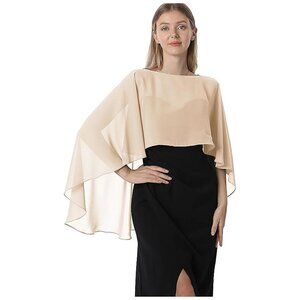 Capelets for Women Chiffon Cape Shawls and Wraps-Champagne